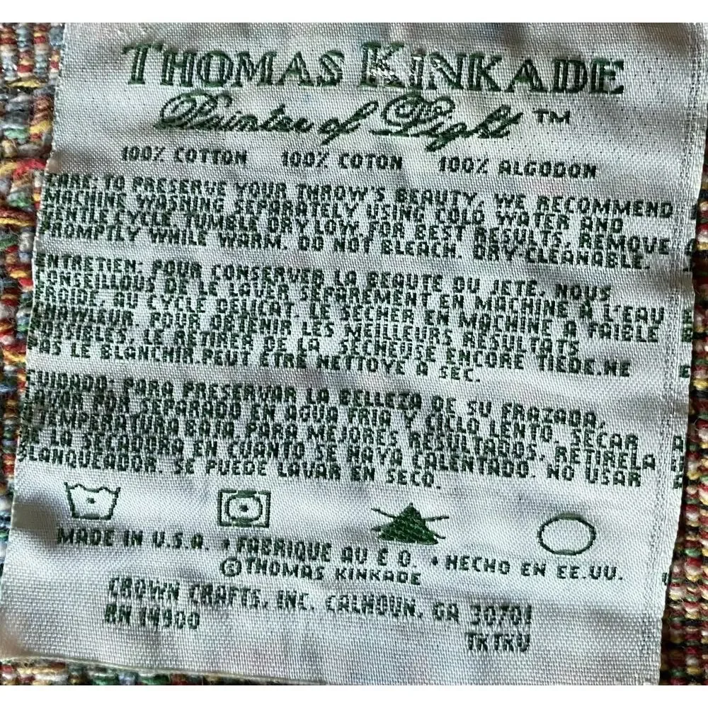 Thomas Kincade Woven Tapestry USA Lighthouse Scene Heavyweight 65 X 44